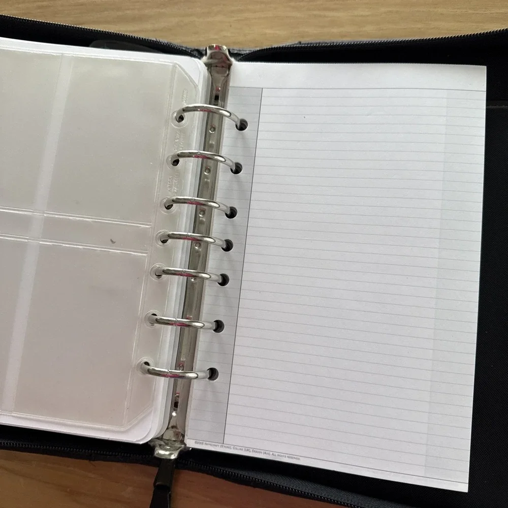 FRANKLIN COVEY Planner Binder Leather 7 Ring Black Zip Closure 10